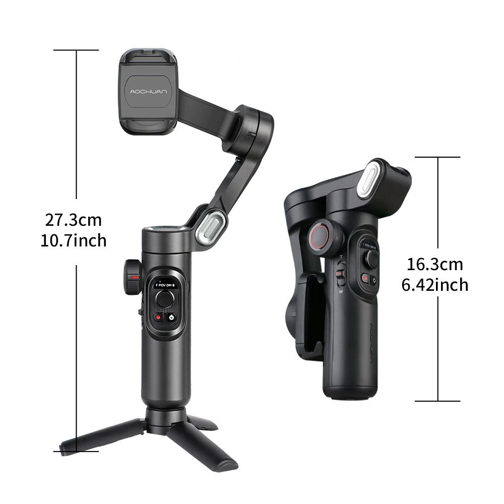 Portable stabilizer for smartphones with free filling light