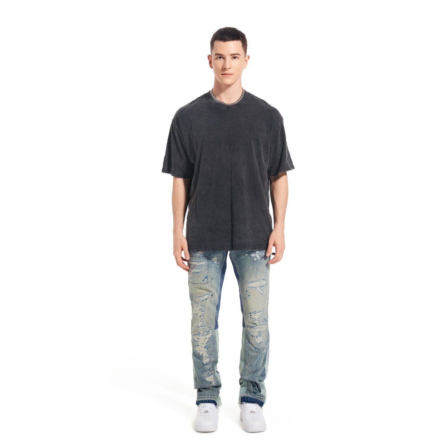 Denim Street™ | Jeans Flare Indigo con Dettagli Rovinati