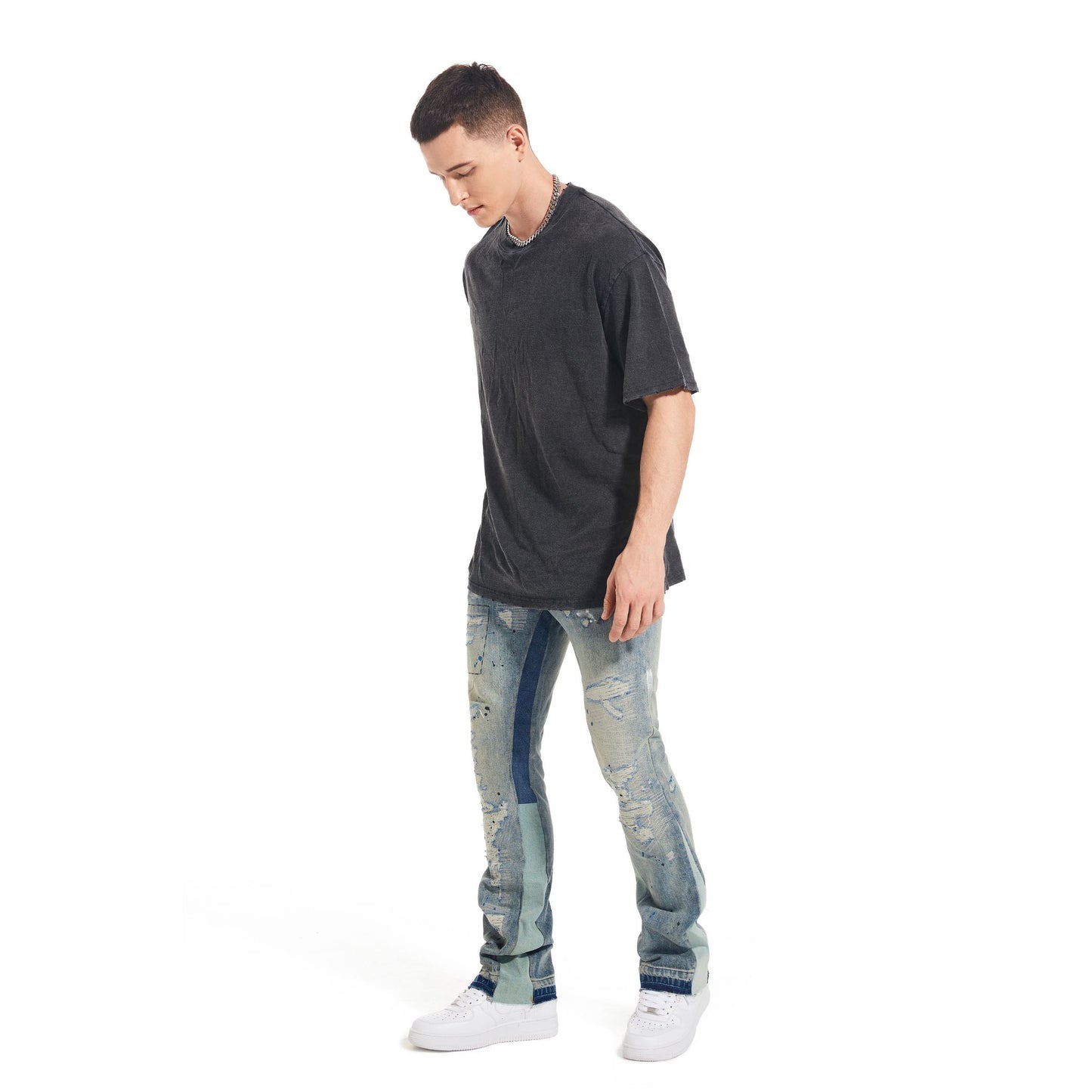 Denim Street™ | Jeans Flare Indigo con Dettagli Rovinati