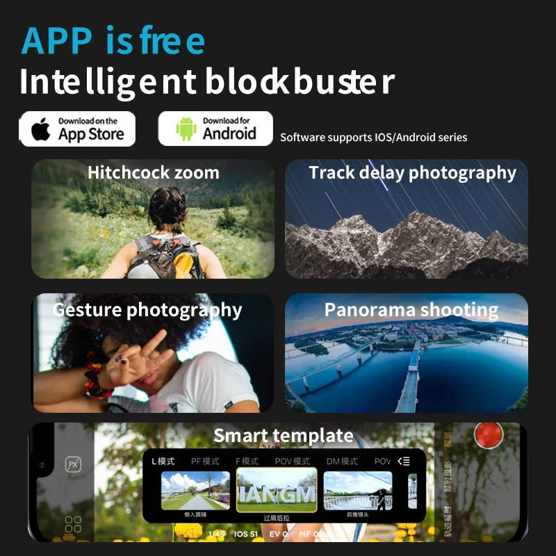 Portable stabilizer for smartphones with free filling light