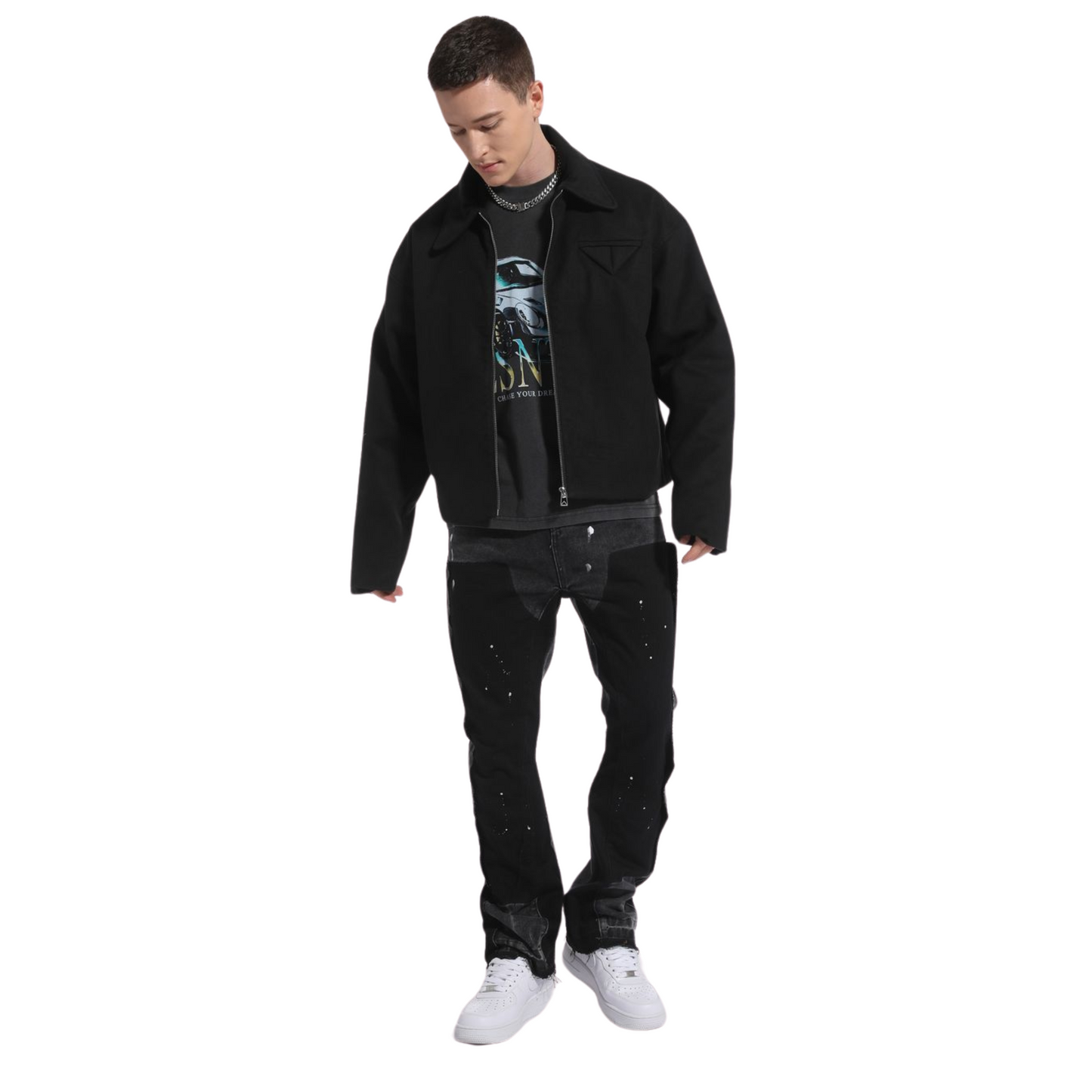 Jeans Flare Neri™ | Effetto Schizzi d’Arte