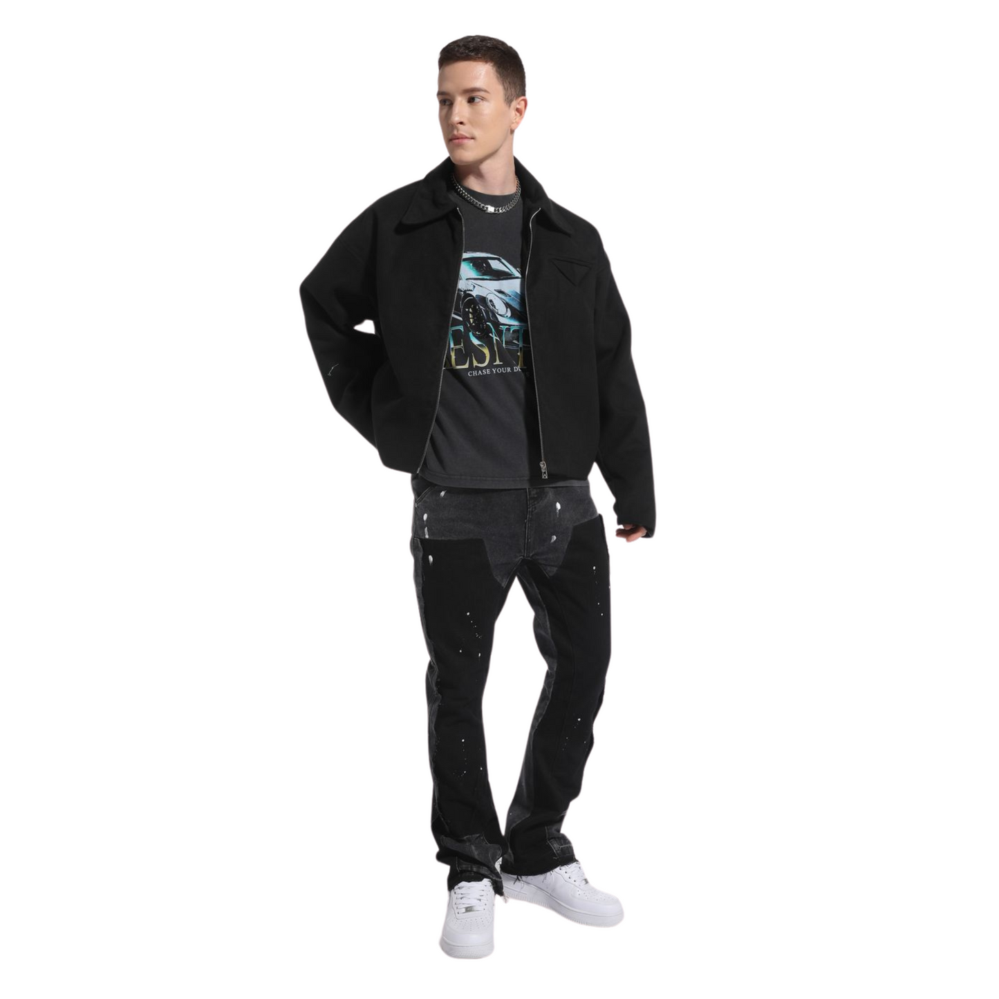 Jeans Flare Neri™ | Effetto Schizzi d’Arte