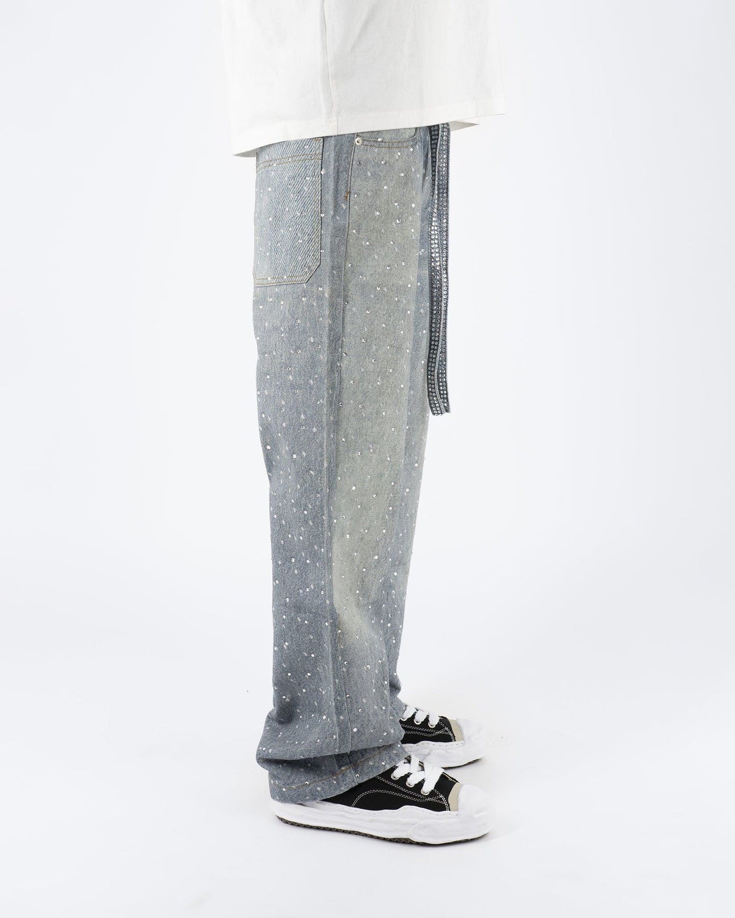 Denim Baggy Chiaro™ | Applicazioni di Strass e Stile Streetwear