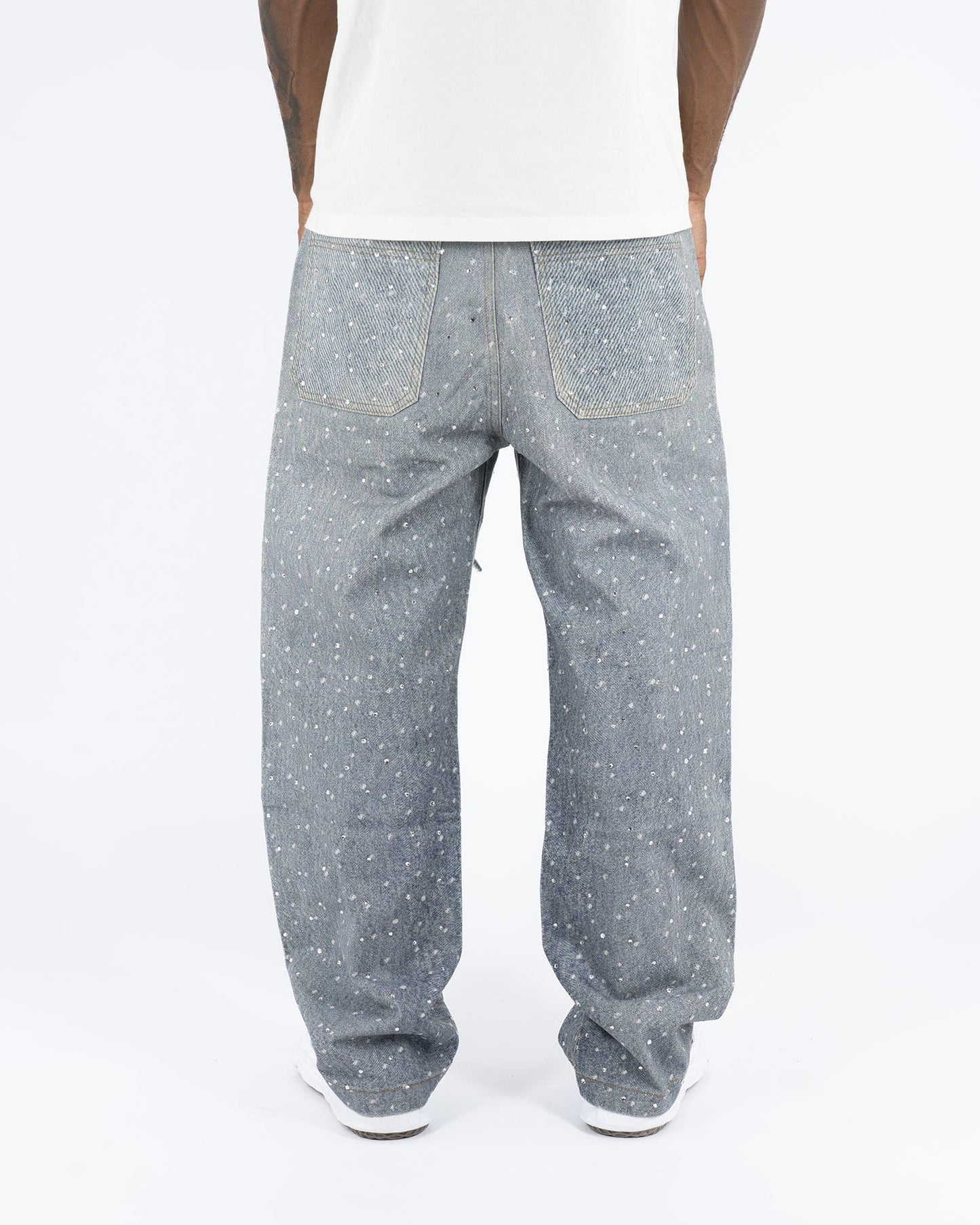 Denim Baggy Chiaro™ | Applicazioni di Strass e Stile Streetwear