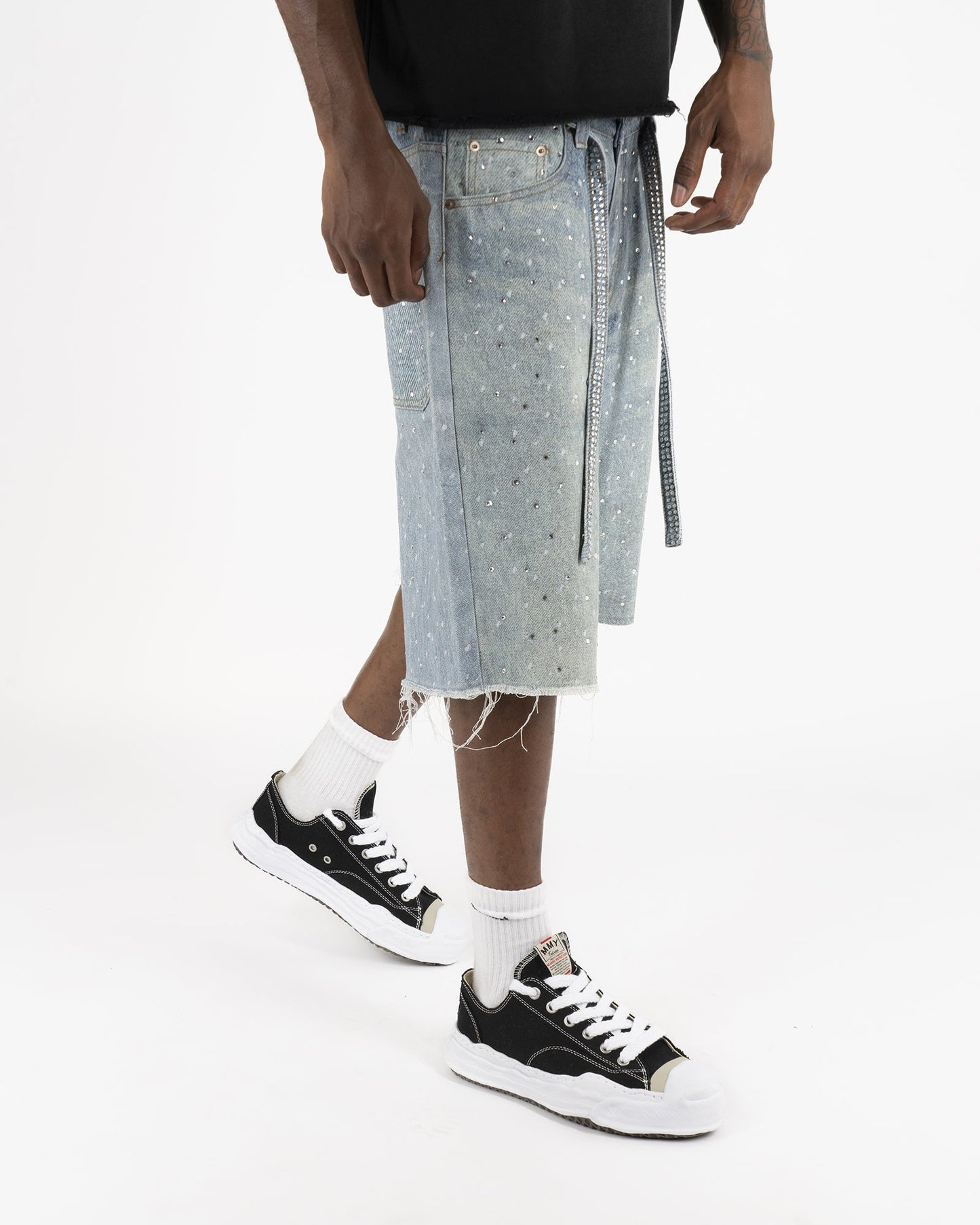 Bermuda in Denim con Strass™ | Strass Brillanti e Stile Streetwear