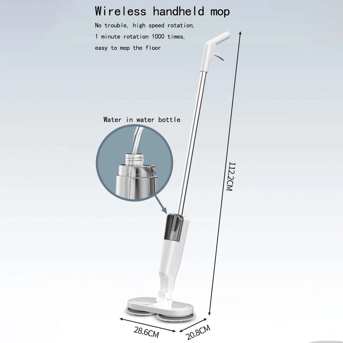 Spin wireless electric mop with USB charging