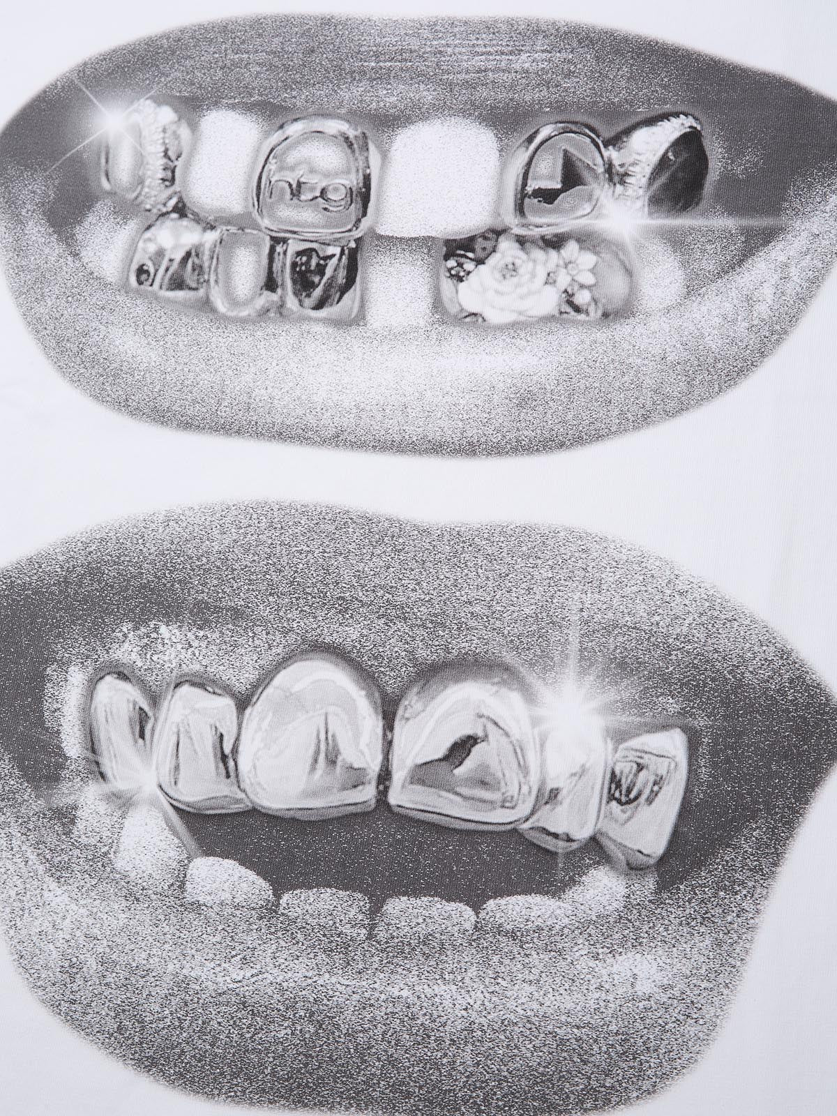 BOUNCE BACK™ | T-Shirt Streetwear con Grafica Labbra Scure e Denti Grillz