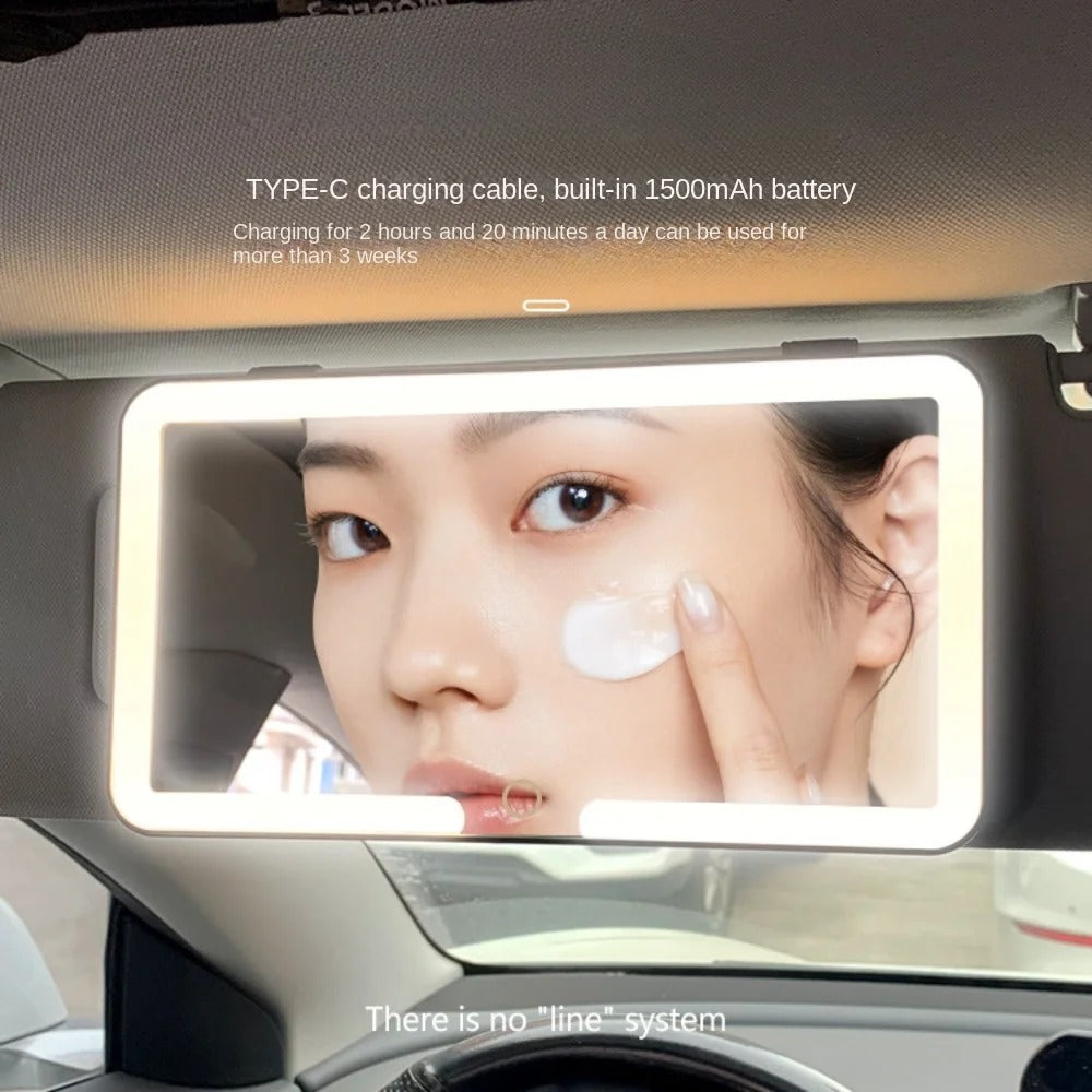 Touchscreen mirror with car light adjustment