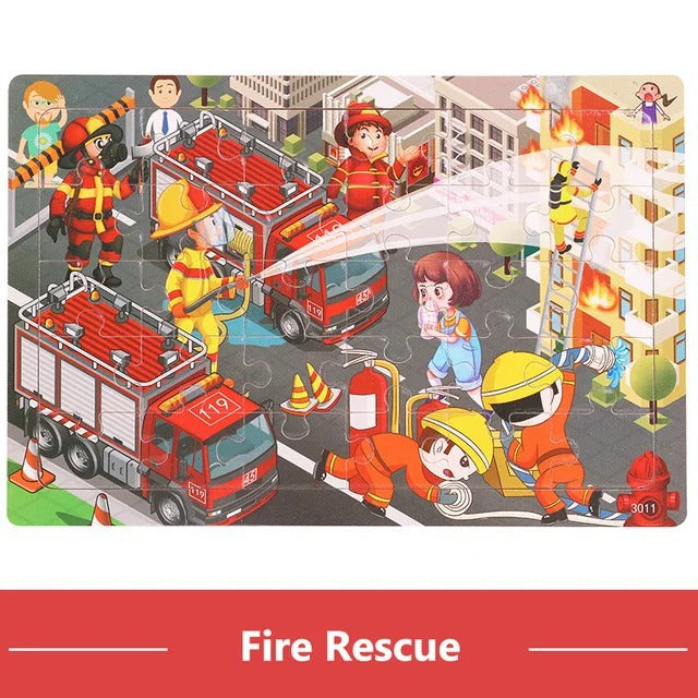 Puzzle in Legno 3D Animali e Traffico 30 Pezzi Educativi