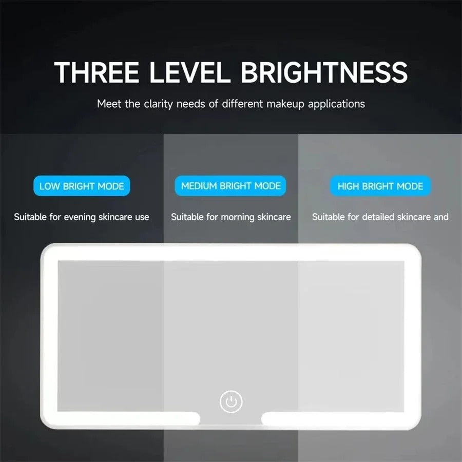 Touchscreen mirror with car light adjustment
