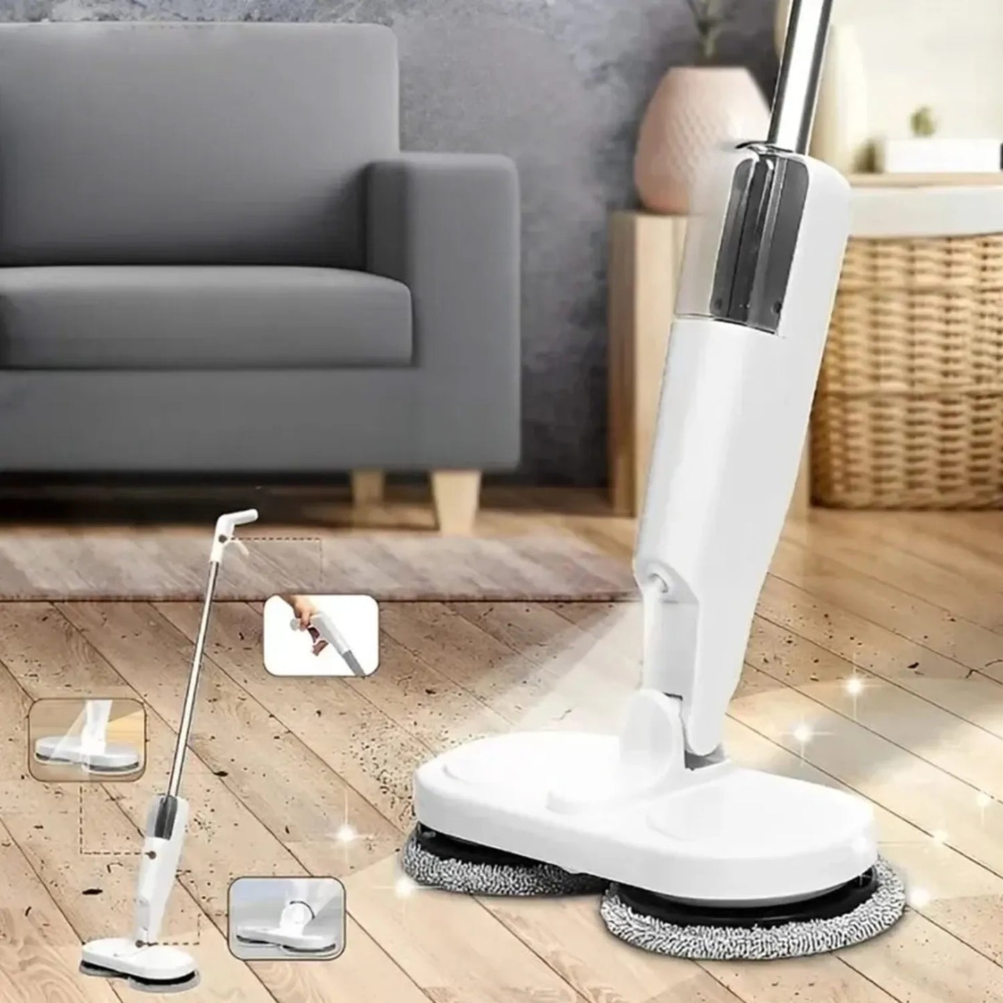 Spin wireless electric mop with USB charging