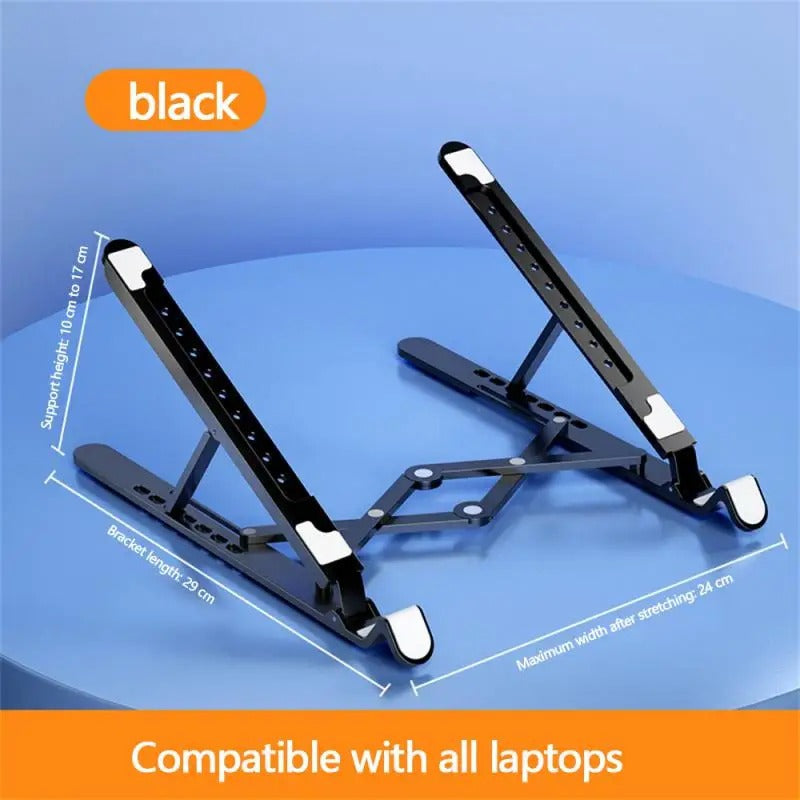 Folding support for laptop with silent fan