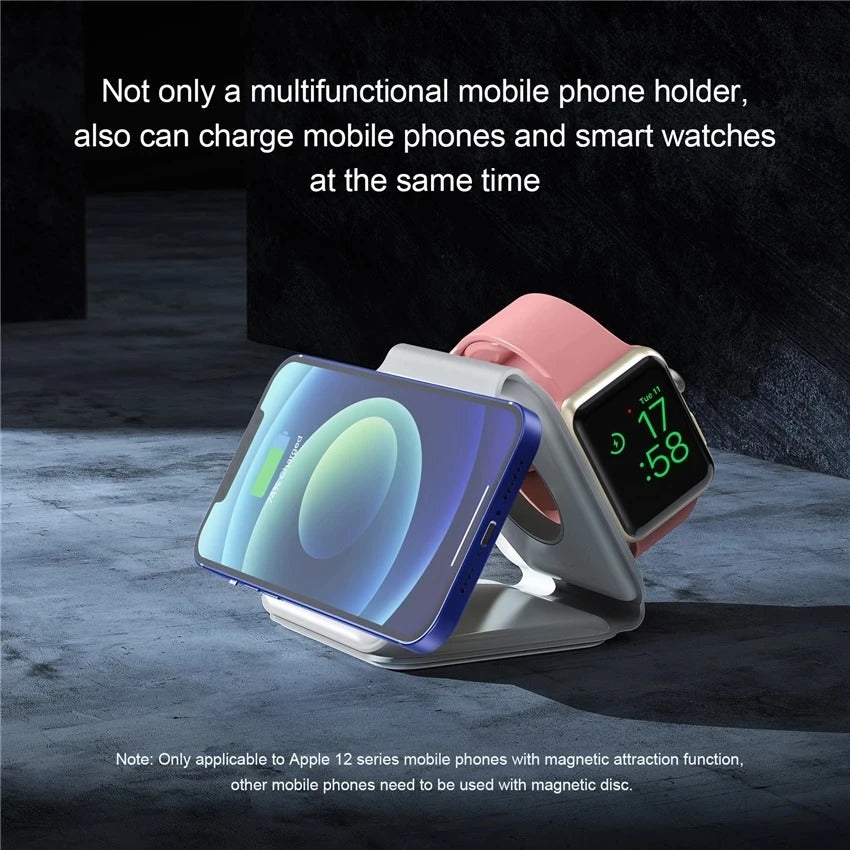 Caricabatterie Wireless Magnetico 3 in 1 per iPhone, AirPods e Apple Watch