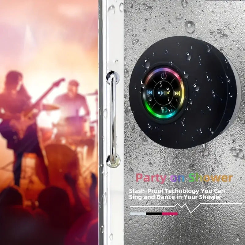 Waterproof speaker for LED shower with suction cup