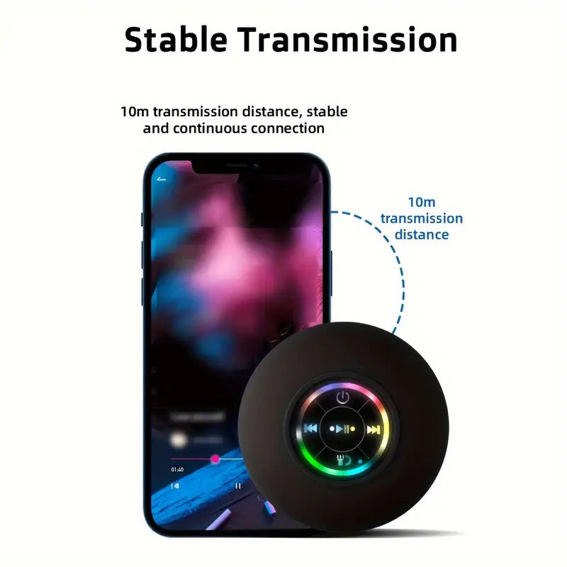 Waterproof speaker for LED shower with suction cup