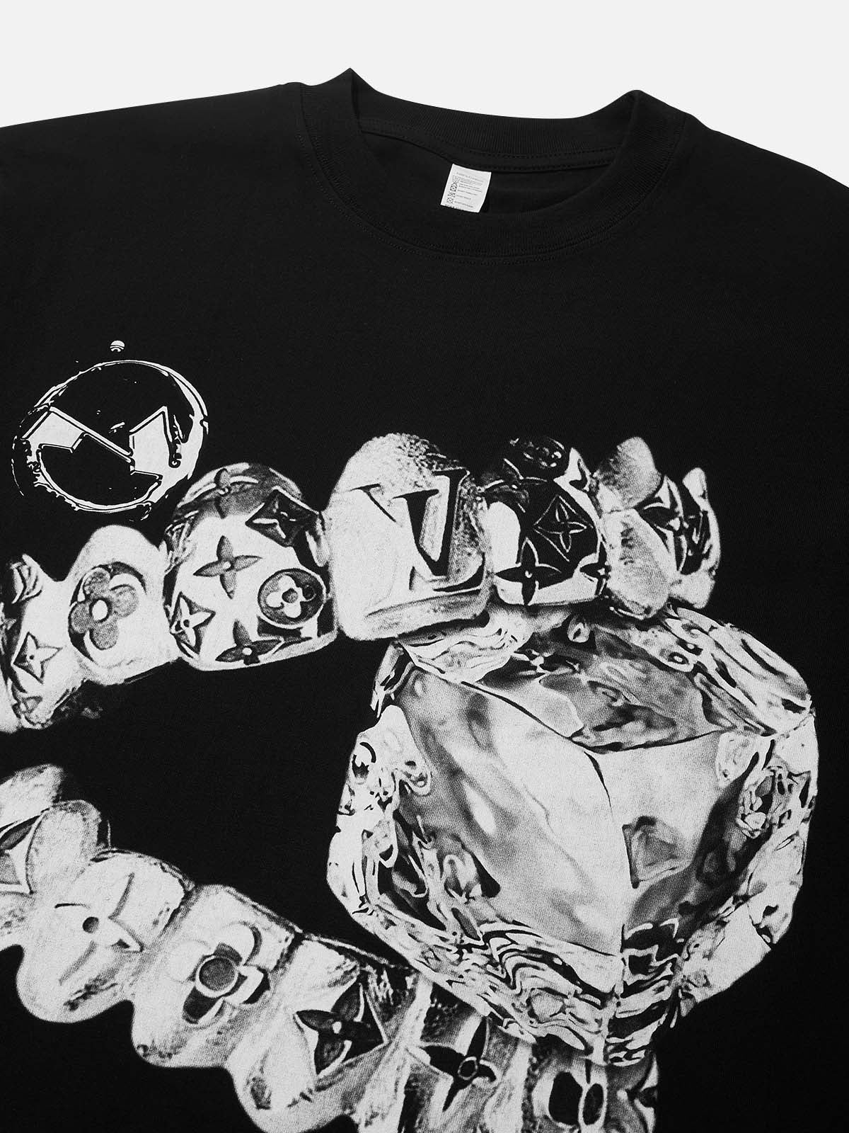 BOUNCE BACK™ | T-Shirt Crop con Denti Cromati e Ice Cube Style Stampato