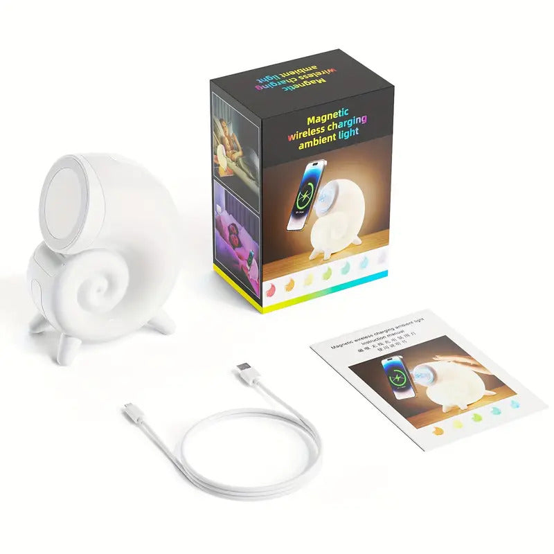 Wireless charger with colored environmental light with USB charging