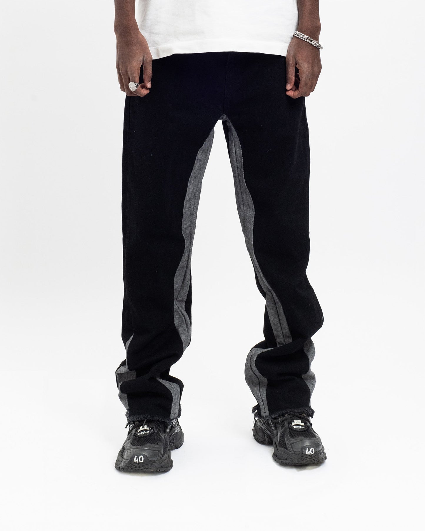 Flared Denim™ | Jeans Flare Nero-Grigio Bicolore