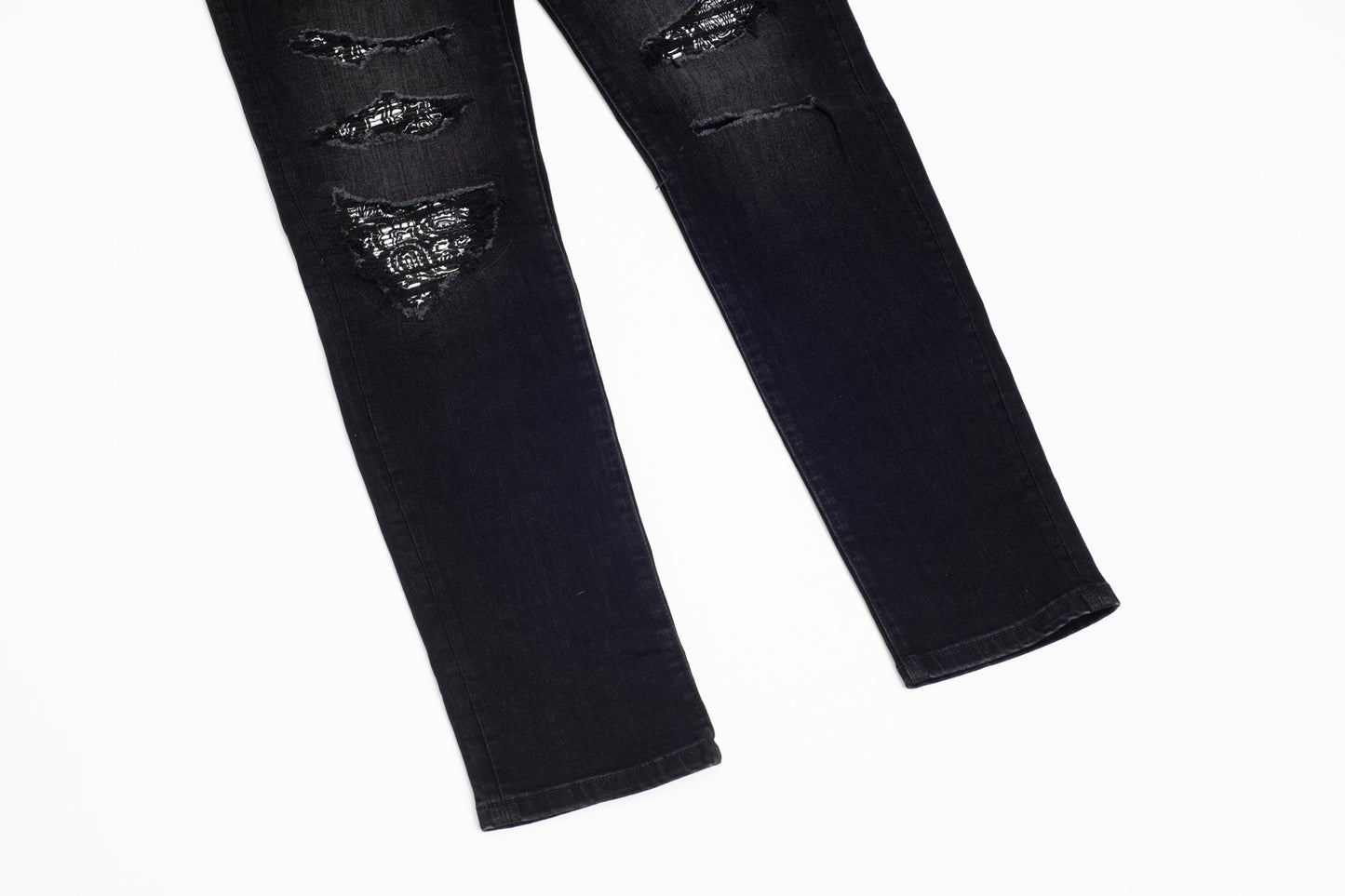 Jeans Neri Strappati™ | Stile Slim Fit con Dettagli Lucidi