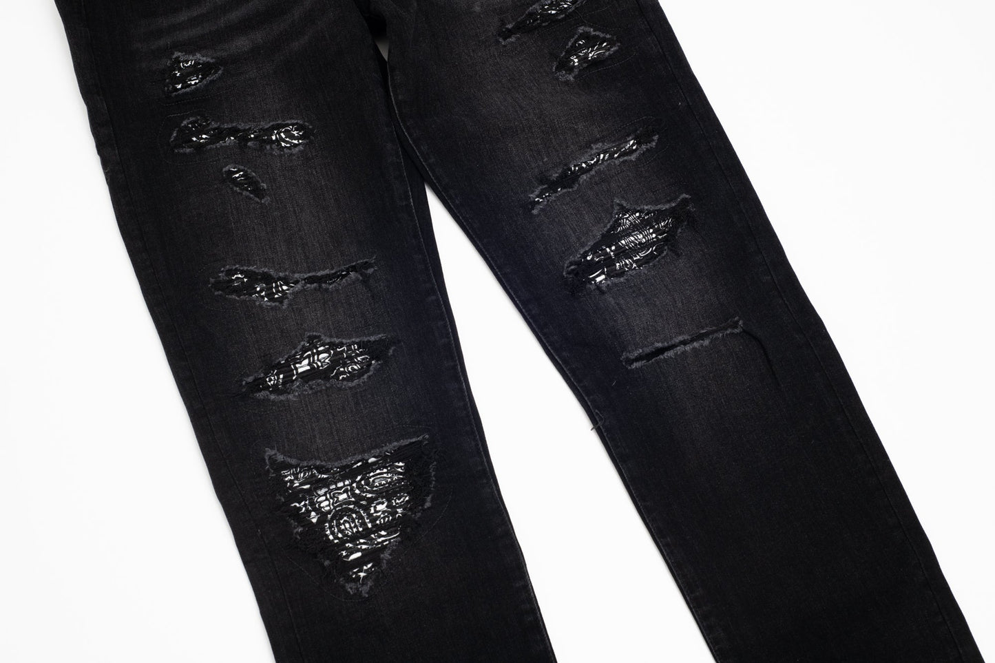 Jeans Neri Strappati™ | Stile Slim Fit con Dettagli Lucidi