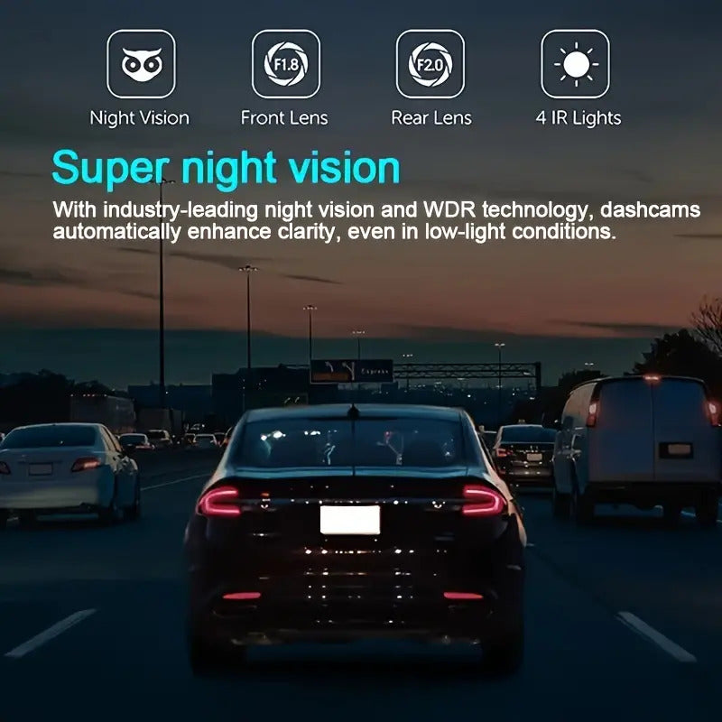 Dash Cam Double Gyioeupt 1080p Full HD night vision and loop recording