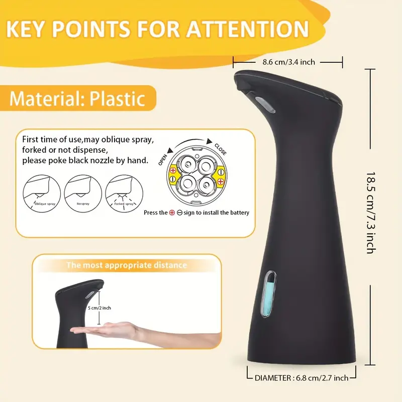 Automatic soap dispenser with infrared sensor for kitchen and bathroom