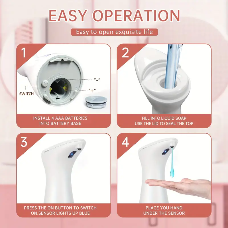 Automatic soap dispenser with infrared sensor for kitchen and bathroom