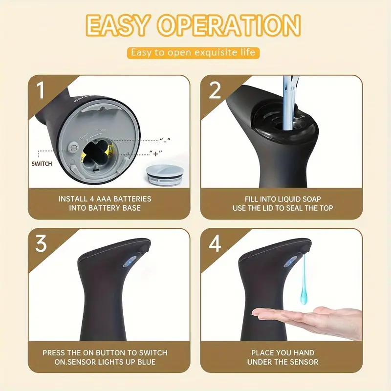 Automatic soap dispenser with infrared sensor for kitchen and bathroom