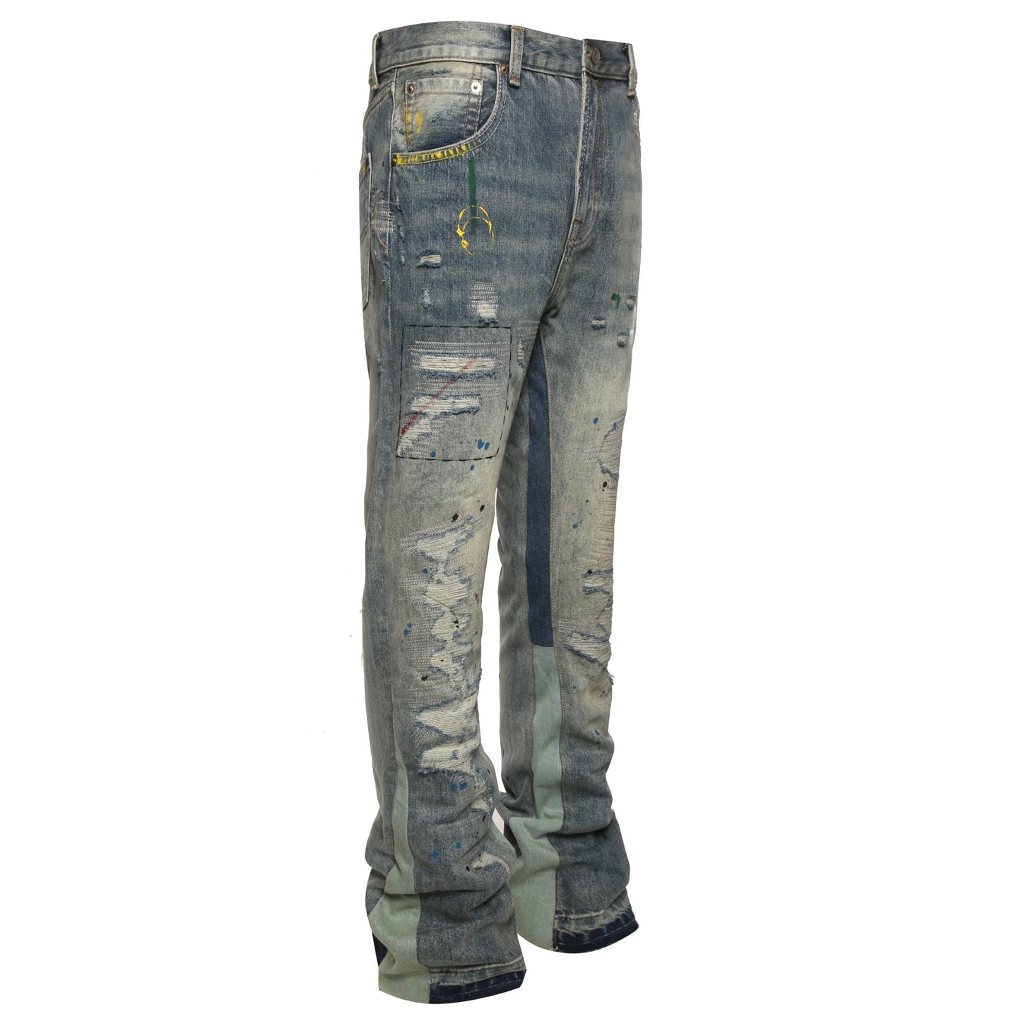 Denim Street™ | Jeans Flare Indigo con Dettagli Rovinati