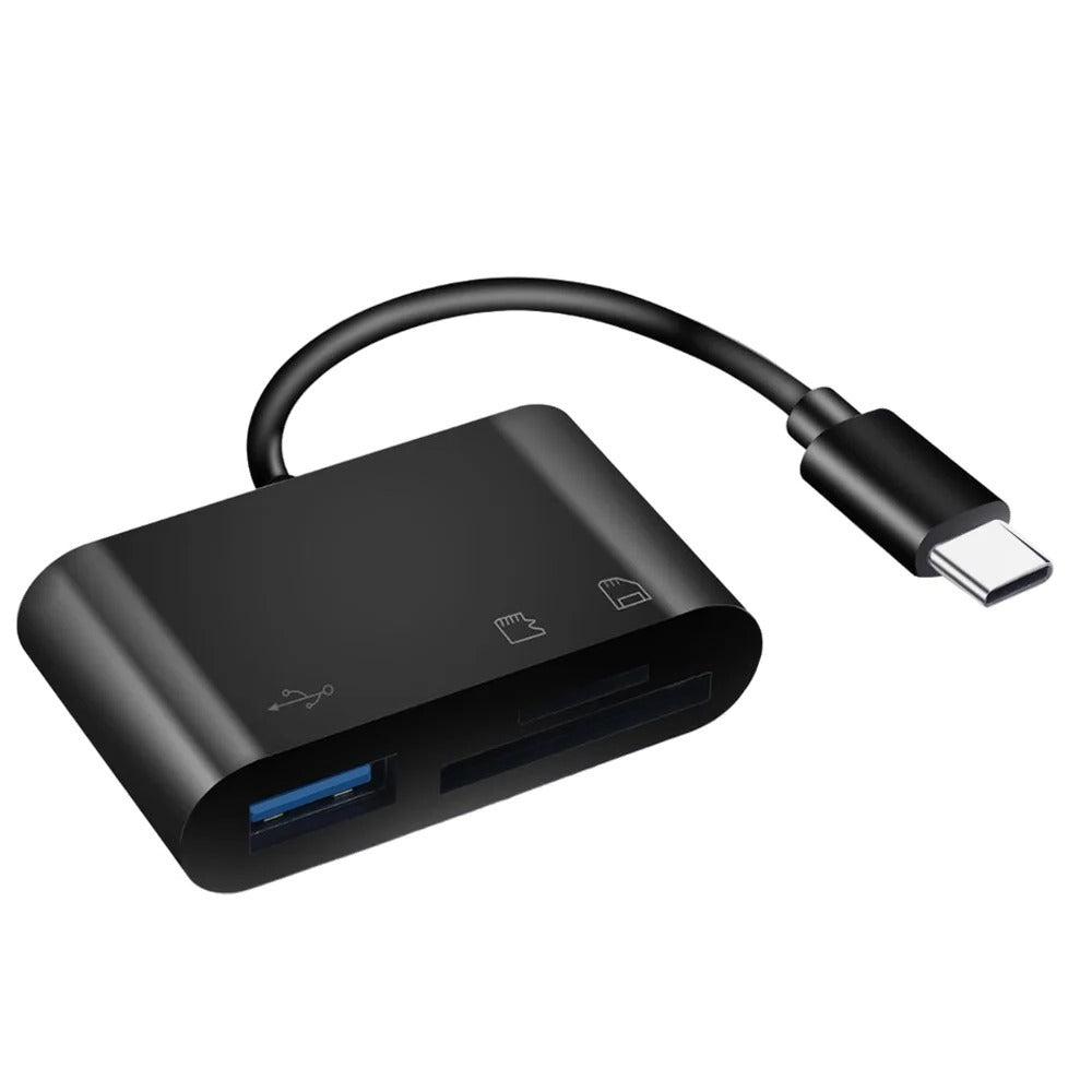 Lettore di schede di memoria 3 in 1 con adattatore type-c