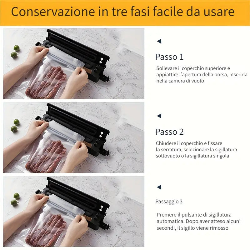 Automatic vacuum machine for food conservation