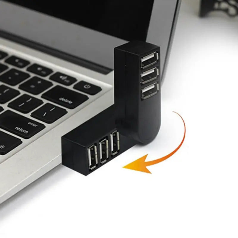 MINI HUB USB adapter rotable with 3 ports for laptops and PCs