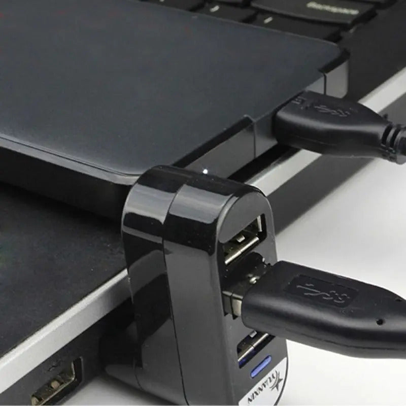 MINI HUB USB adapter rotable with 3 ports for laptops and PCs