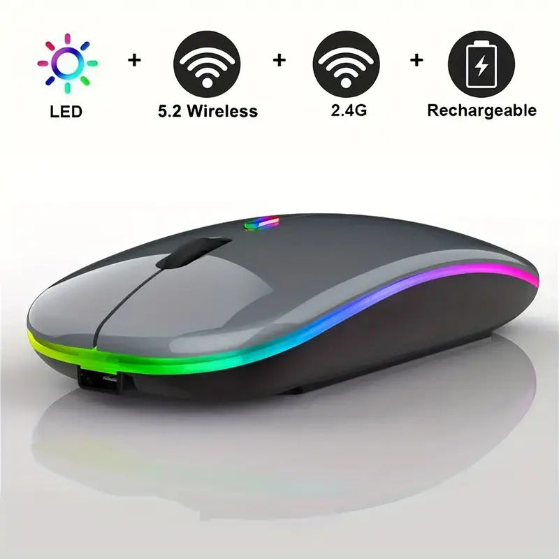 Ultra thin rechargeable wireless mouse with Dual Mode LED backlighting