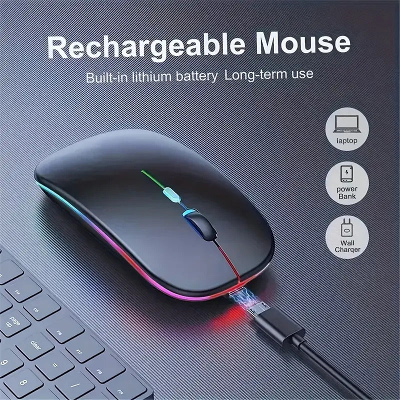 Ultra thin rechargeable wireless mouse with Dual Mode LED backlighting