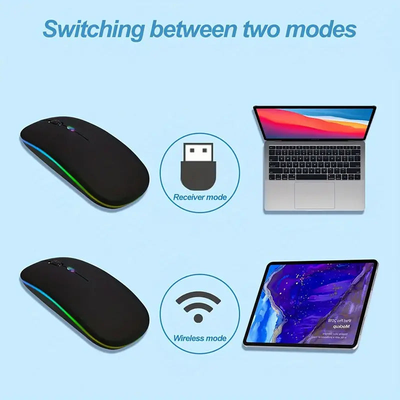 Silent wireless mouse with backlight