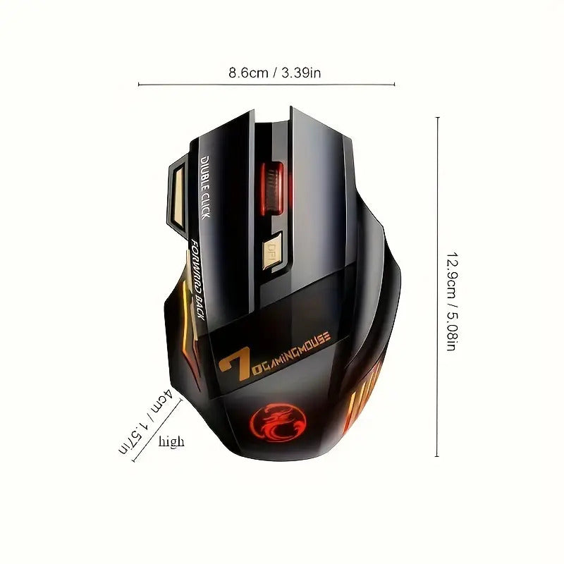 Ergonominating rechargeable wireless game mouse with RGB backlighting