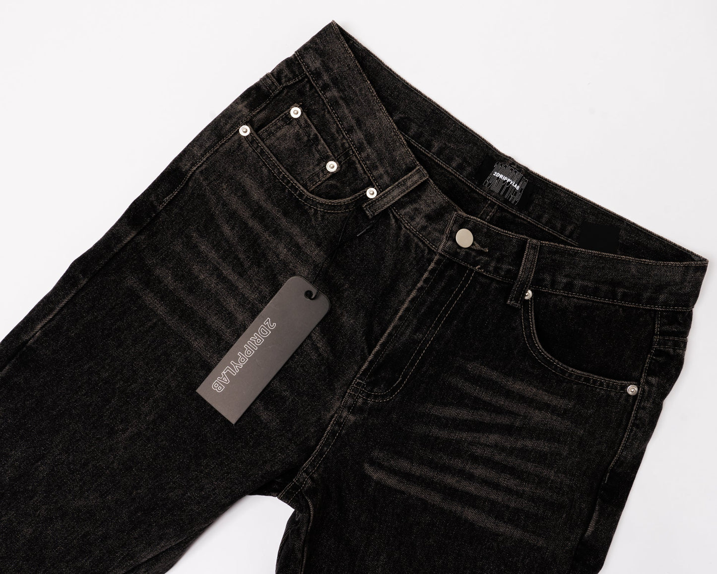 Flared Denim™ | Jeans Flare Nero con Inserti Blu