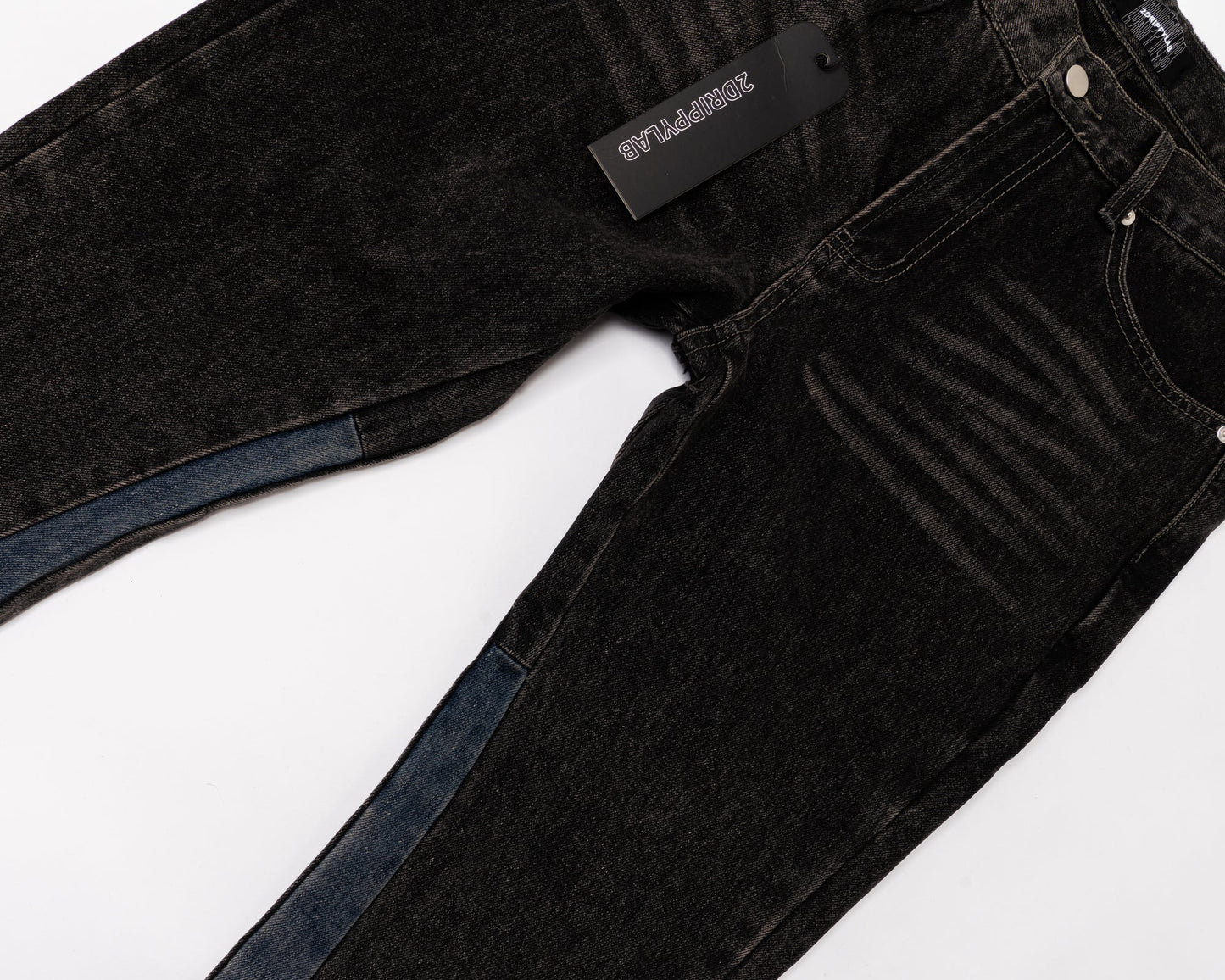 Flared Denim™ | Jeans Flare Nero con Inserti Blu