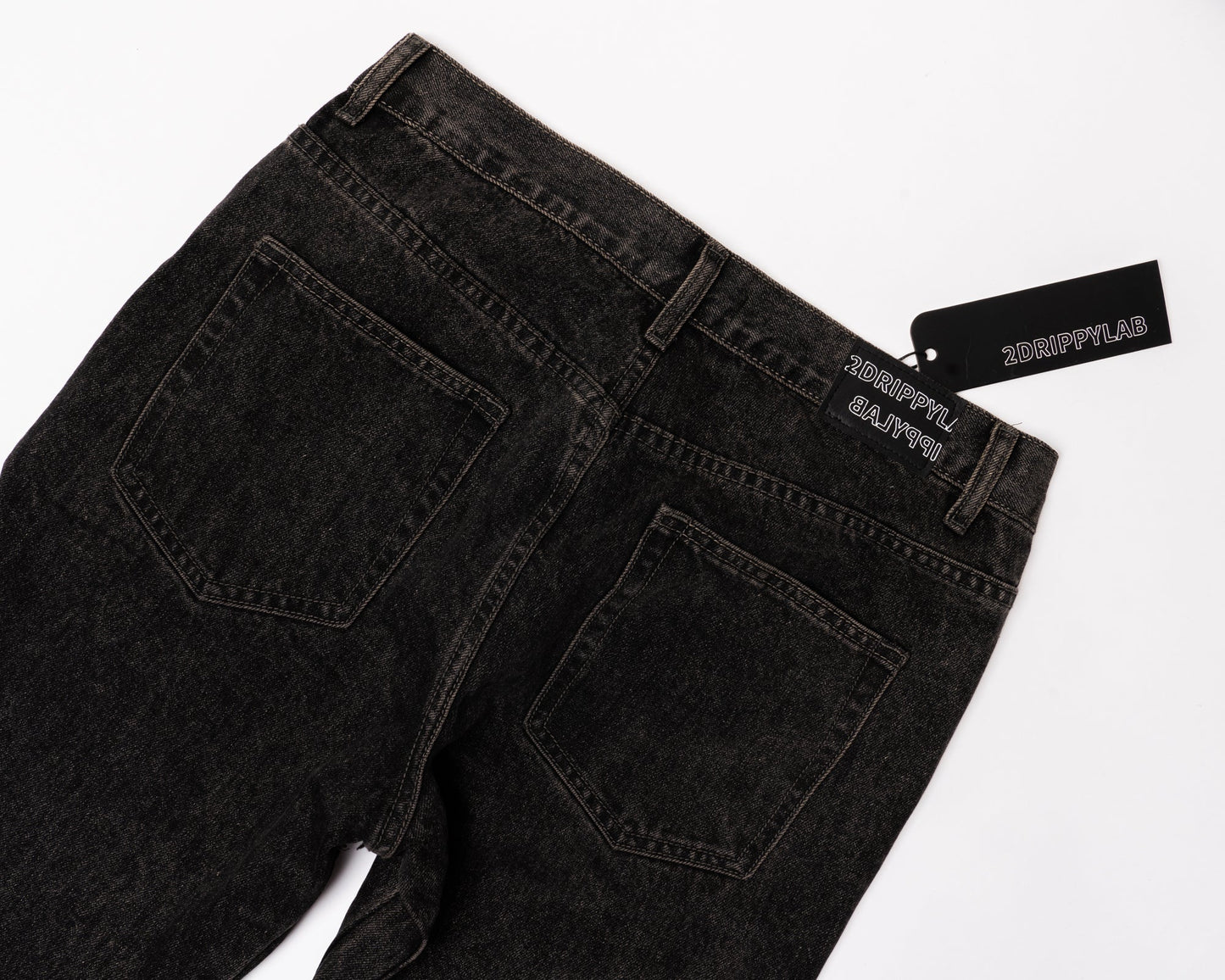 Flared Denim™ | Jeans Flare Nero con Inserti Blu