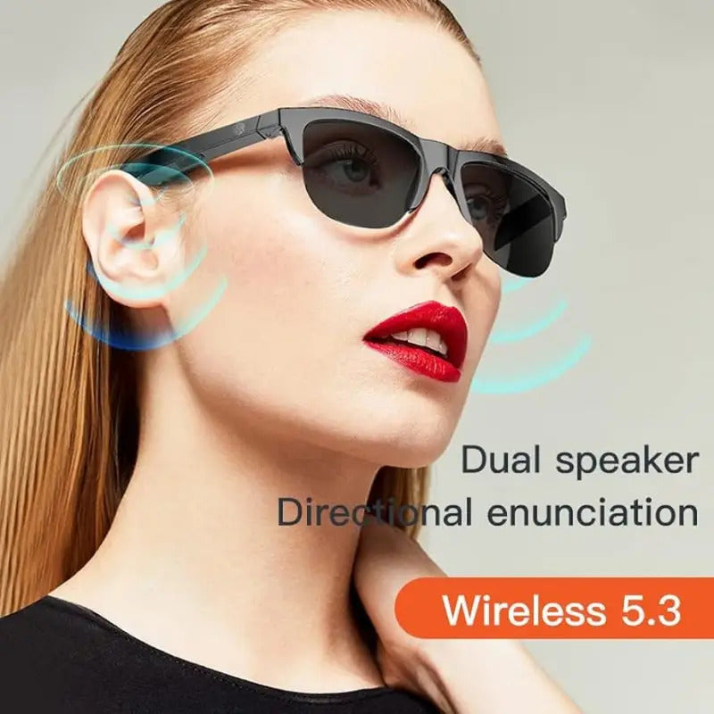 Wireless glasses for music and calls with polarized lenses
