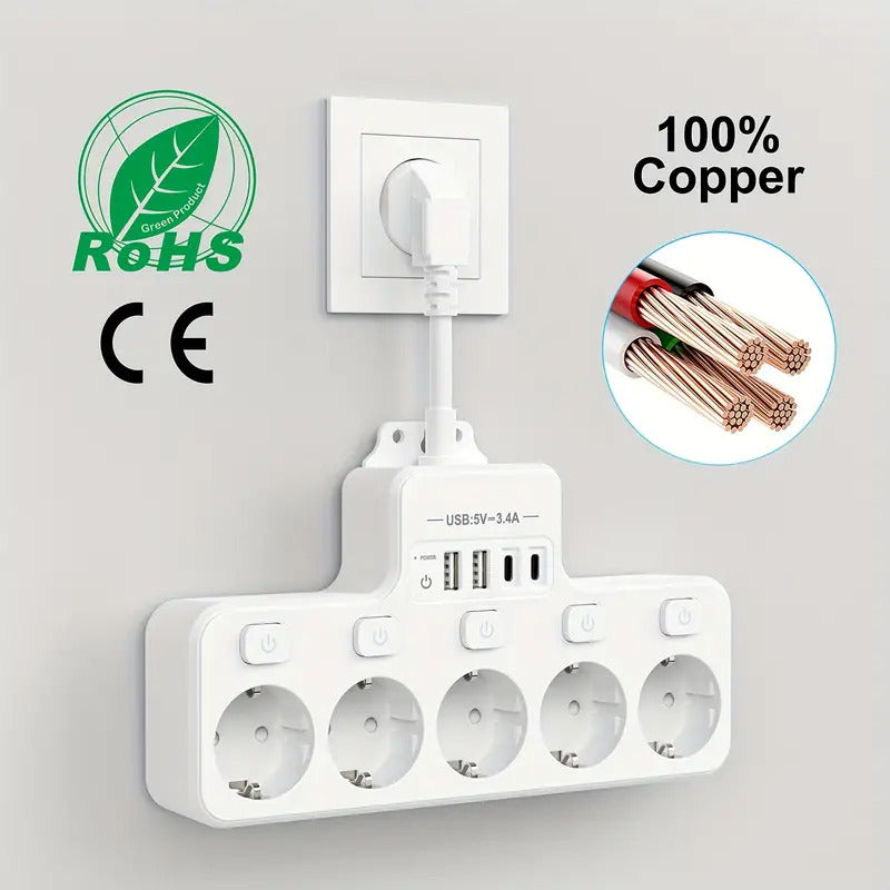 Multiple socket 9 in 1 with USB