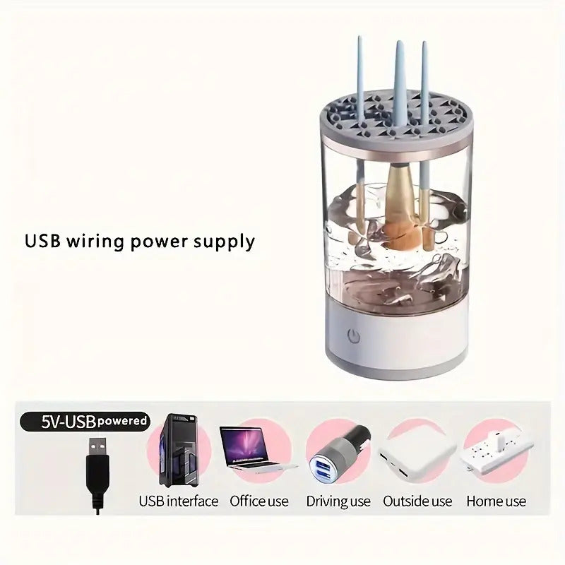 Portable electric cleaner for makeup brushes with USB charging
