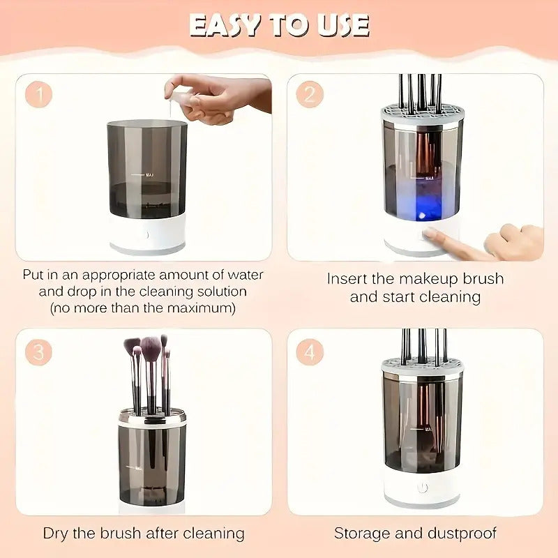 Portable electric cleaner for makeup brushes with USB charging