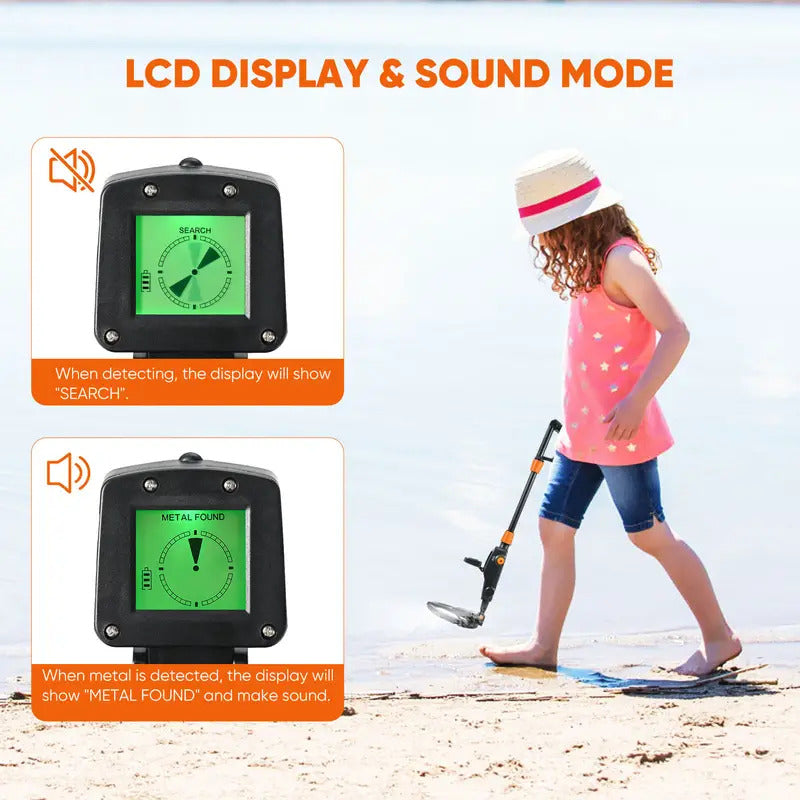 Rilevatore di metalli per bambini con display LCD e bobina Impermeabile