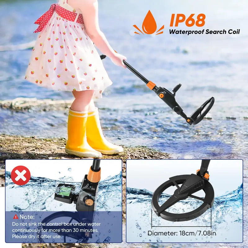 Rilevatore di metalli per bambini con display LCD e bobina Impermeabile