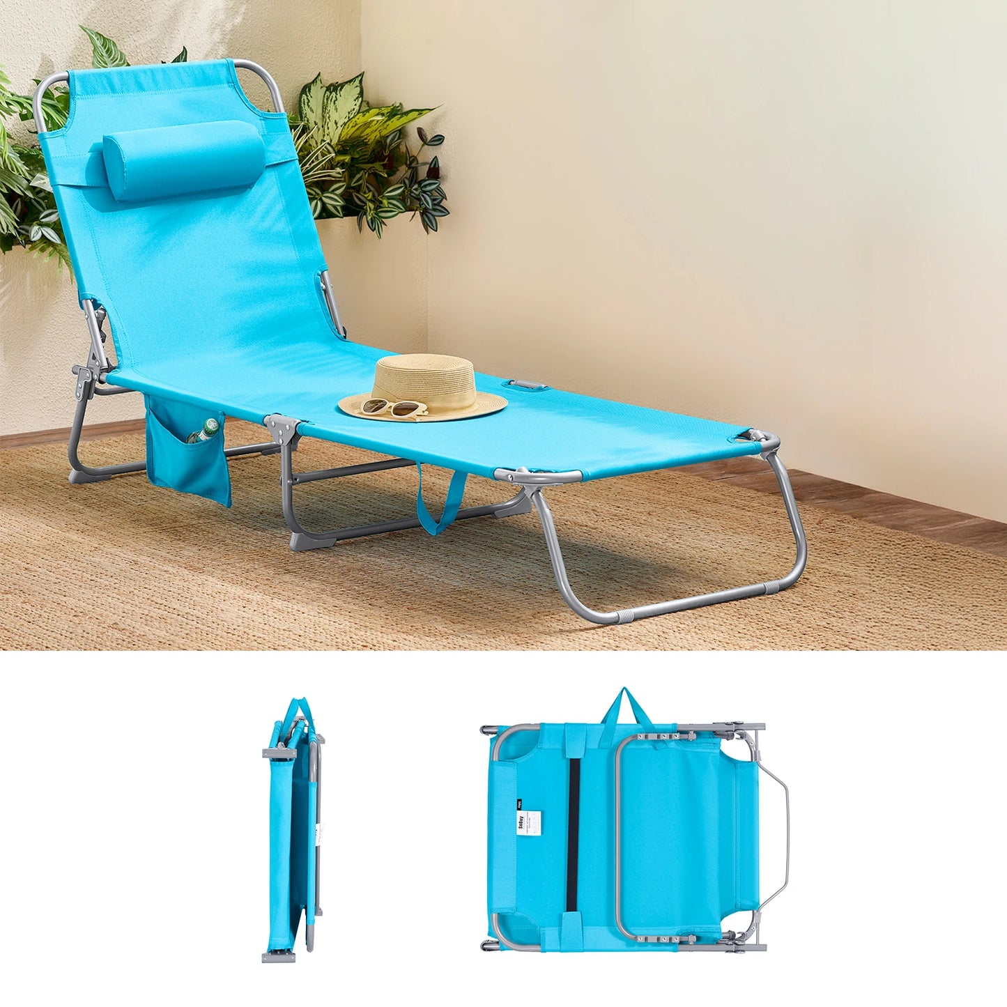 Lettino Mare Pieghevole™ | Comfort Regolabile e Borsa Integrata