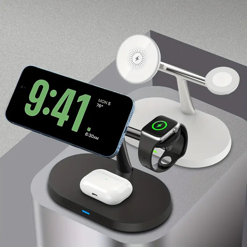 Stazione di Ricarica Wireless Magnetica 3 in 1 per iPhone e Apple Watch Ricarica Rapida