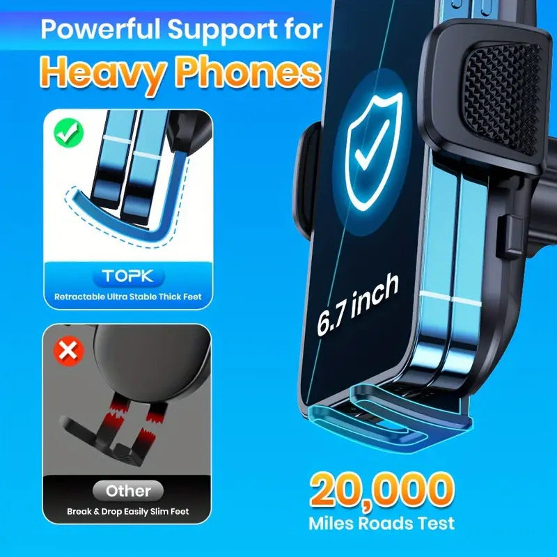 Support for phone adjustable car horizontal and vertical
