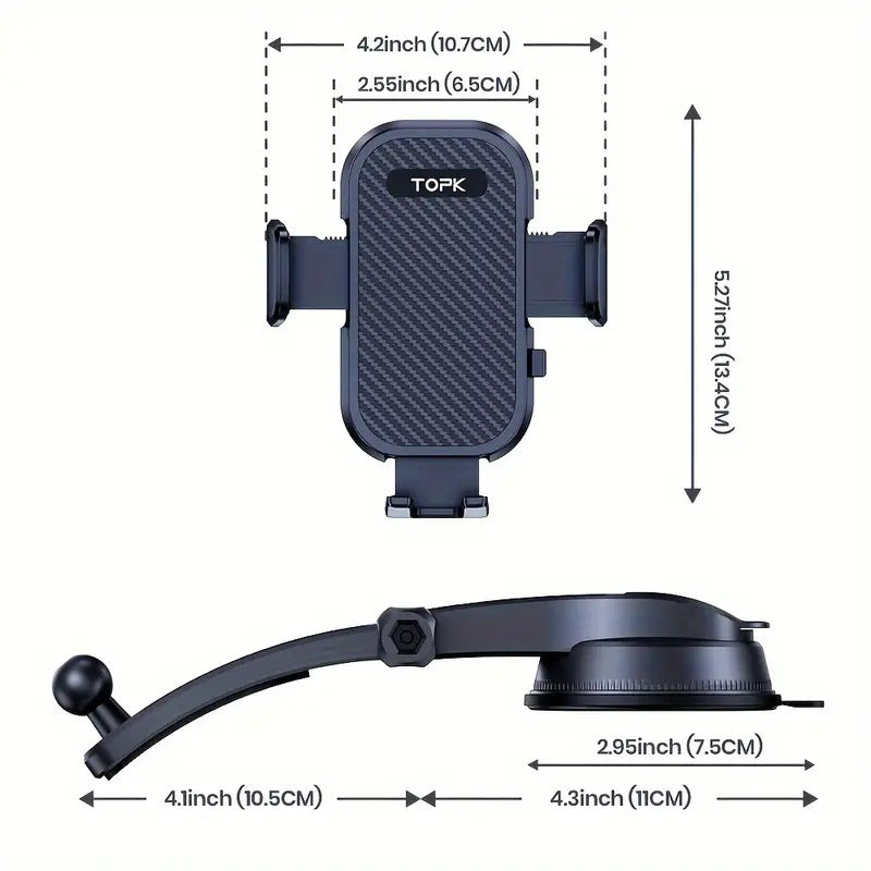 Support for phone adjustable car horizontal and vertical